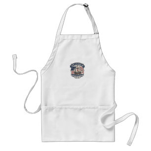 Retro Happy Columbus Day Caravel Ship and USA Flag Standard Apron
