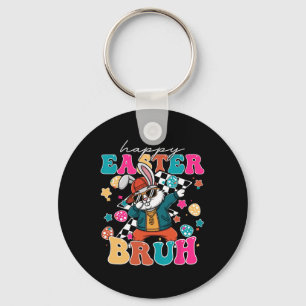 Retro Happy Easter Bruh Cute Bunny Dabbing Toddler Key Ring