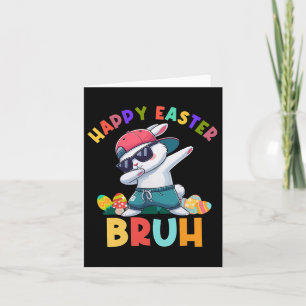 Retro Happy Easter Bruh Dabbing Bunny Kids Boys  Card