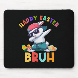 Retro Happy Easter Bruh Dabbing Bunny Kids Boys  Mouse Pad