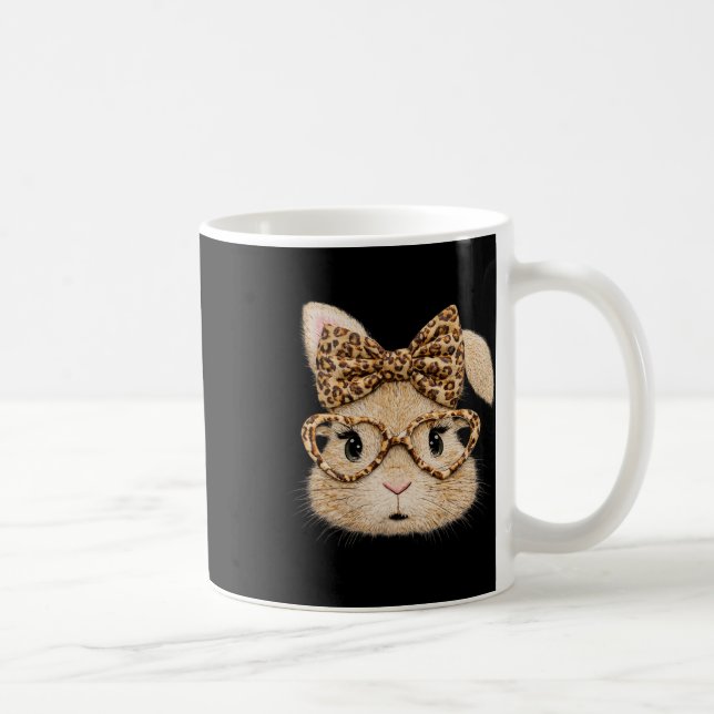 Retro Happy Easter Bunny Coquette Leopard Rabbit  Coffee Mug (Right)