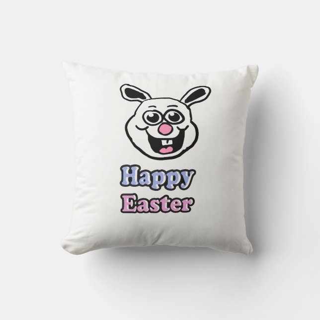 Retro Happy Easter Bunny Cushion (Front)