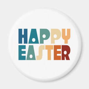 Retro Happy Easter Typography Magnet