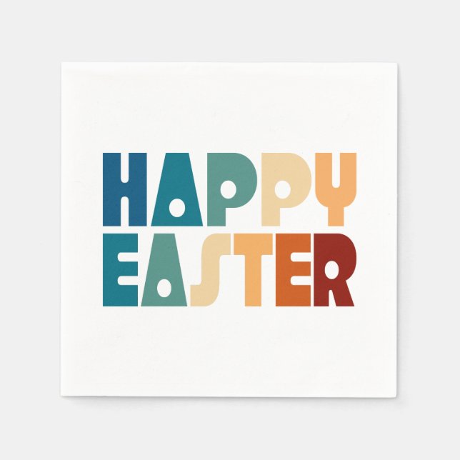 Retro Happy Easter Typography | Paper Napkin (Front)