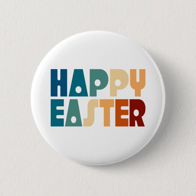 Retro Happy Easter Typography | Pin Button (Front)