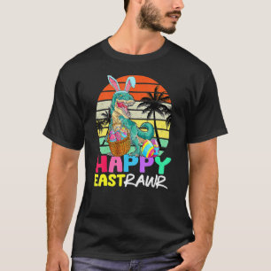 Retro Happy Eastrawr T Rex Easter Bunny Dinosaur E T-Shirt
