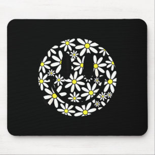 Retro happy face daisy flower preppy aesthetic mouse pad