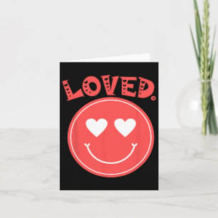 Retro Happy Face Heart Loved Tee Smile Face Uni Card