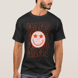 Retro Happy Face Mama Groovy Daisy Flower Smile Fa T-Shirt