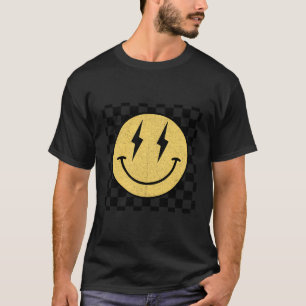 Retro Happy Face Shirt Chequered Pattern Smile Fac