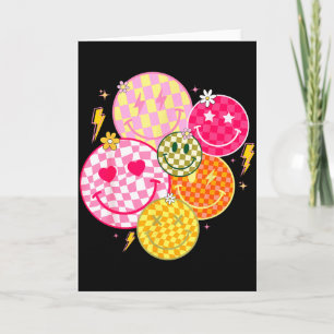Retro Happy Face Shirt Chequered Pattern Smile Fac Card