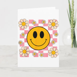 Retro Happy Face Shirt Chequered Pattern Smile Fac Card