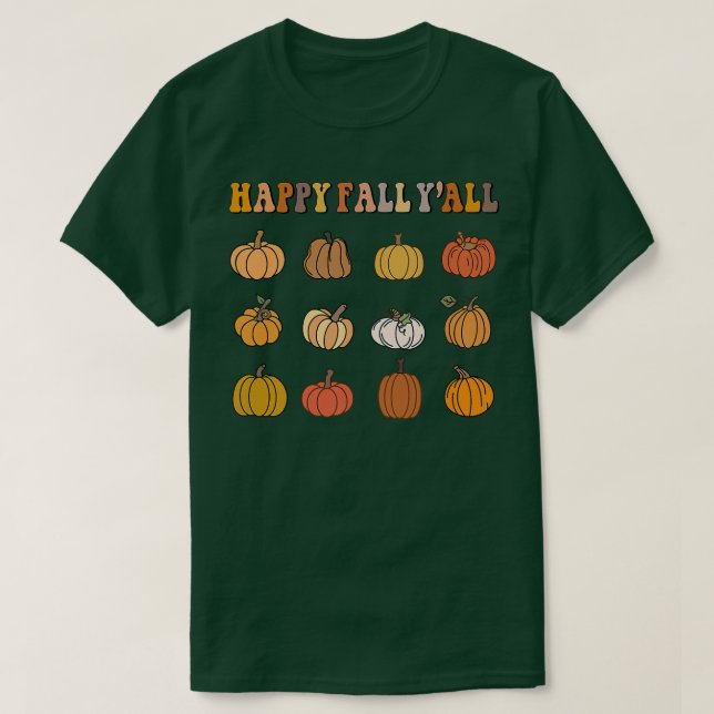 Retro Happy Fall Yall Pumpkin Patch Fall Autumn Th T-Shirt (Design Front)