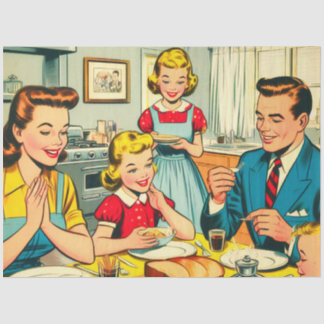 Retro Happy Family Comics Tissue Paper