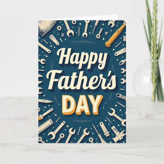Retro Happy Fathers Day Tools Card (Front)