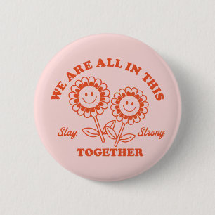 Retro Happy Flower Graphic 6 Cm Round Badge