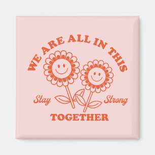 Retro Happy Flower Graphic Magnet