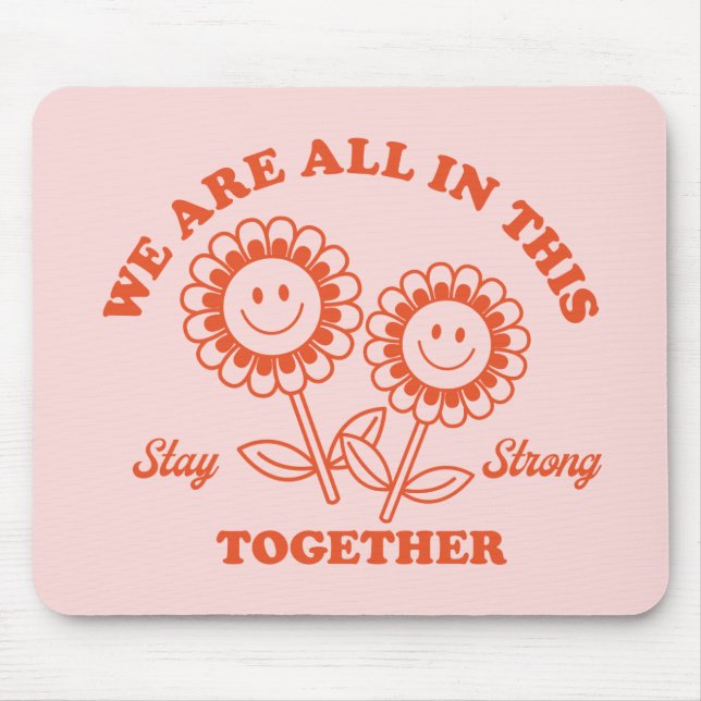 Retro Happy Flower Graphic Mouse Pad (Front)