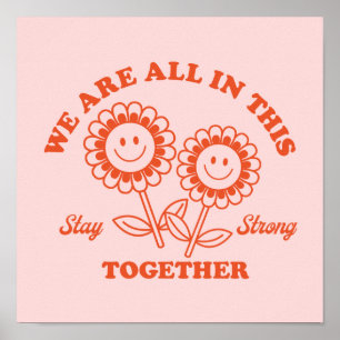 Retro Happy Flower Graphic Poster