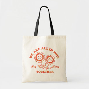 Retro Happy Flower Graphic Tote Bag