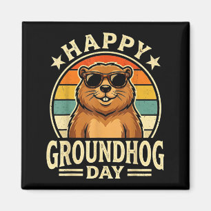 Retro Happy Groundhog Day Cool Ground Hog Day 2026 Magnet