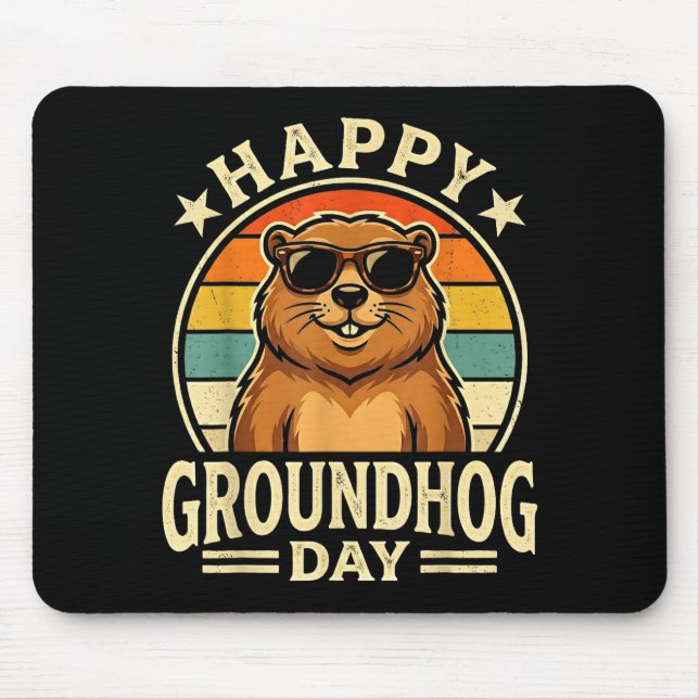 Retro Happy Groundhog Day Cool Ground Hog Day 2026 Mouse Pad (Front)