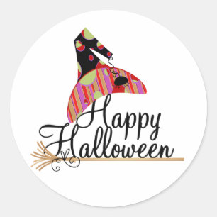 Retro Happy Halloween Classic Round Sticker
