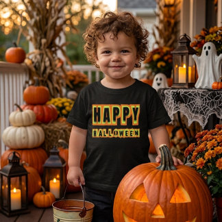 Retro Happy Halloween Spooky Season Toddler Tee