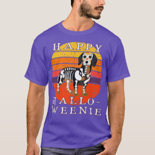 Retro Happy Halloweenie Dachshund Halloween Weenie T-Shirt