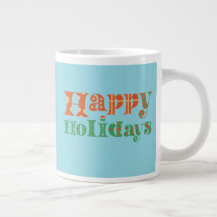 Retro Happy Holidays Large Coffee Mug