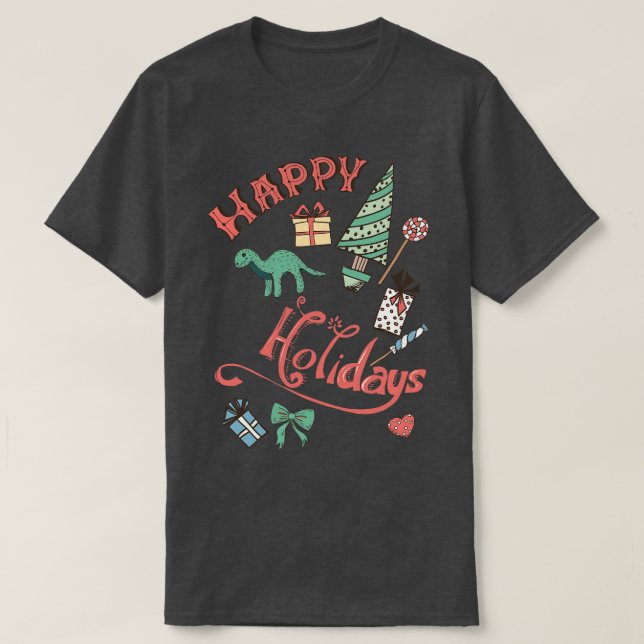 Retro Happy Holidays T-Shirt (Design Front)