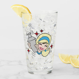Retro Happy Hour Girl Glass Cup