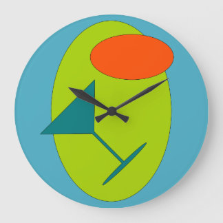 Retro Happy Hour Martini Large Clock