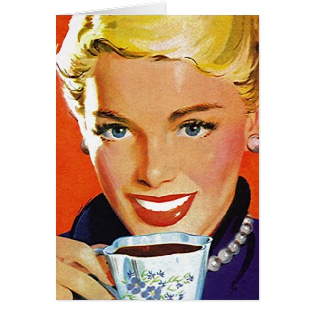 Retro Happy In Suburbia Coffee Tea Blank Cards (Front)