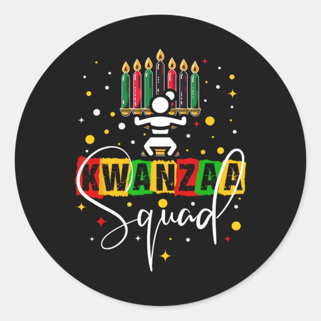 Retro Happy Kwanza Christmas African American Cand Classic Round Sticker (Front)