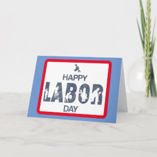 Retro Happy Labour Day In Retro Blue Card