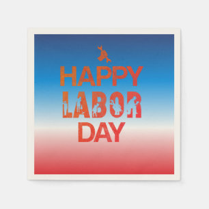 Retro Happy Labour Day In Retro Red Napkin