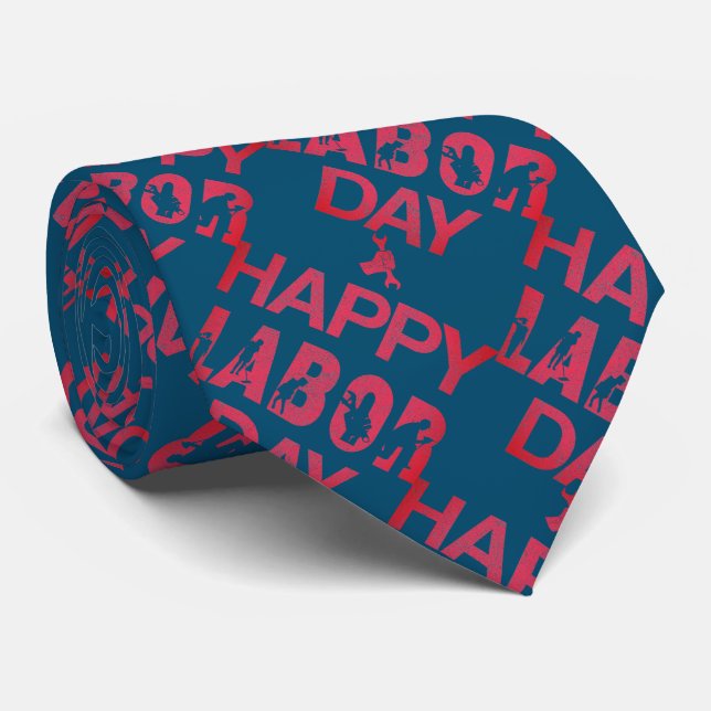 Retro Happy Labour Day In Retro Red Tie (Rolled)