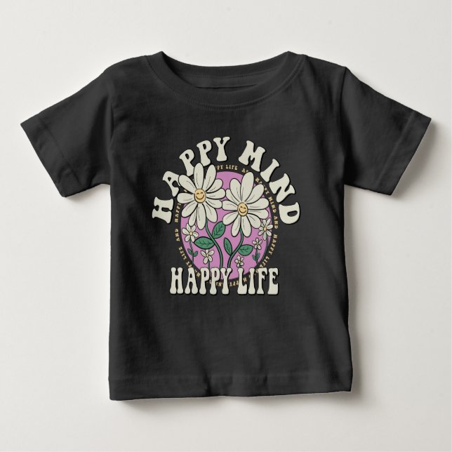 Retro Happy Mind Happy Life Baby T-Shirt (Front)
