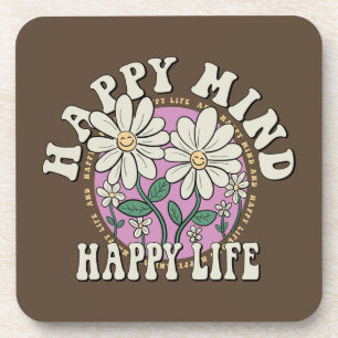 Retro Happy Mind Happy Life Coaster
