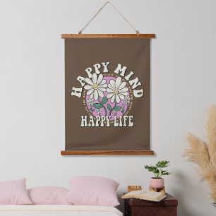 Retro Happy Mind Happy Life Hanging Tapestry