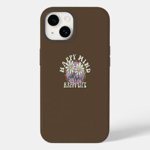 Retro Happy Mind Happy Life iPhone 14 Case