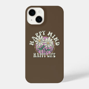Retro Happy Mind Happy Life iPhone 14 Case