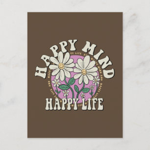 Retro Happy Mind Happy Life Postcard
