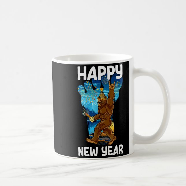Retro Happy New Year 2026 Bigfoot Lovers New Years Coffee Mug (Right)