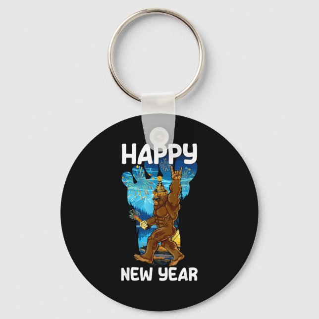 Retro Happy New Year 2026 Bigfoot Lovers New Years Key Ring (Front)