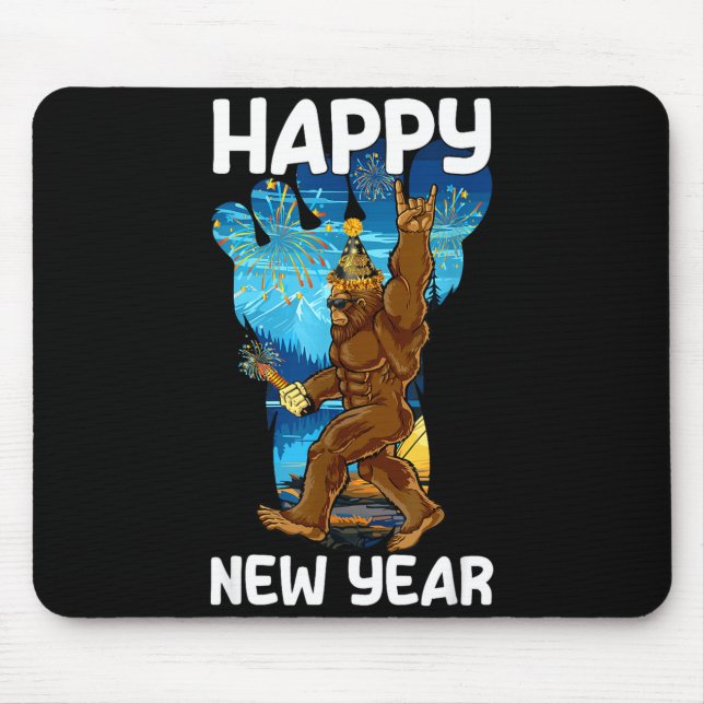 Retro Happy New Year 2026 Bigfoot Lovers New Years Mouse Pad (Front)