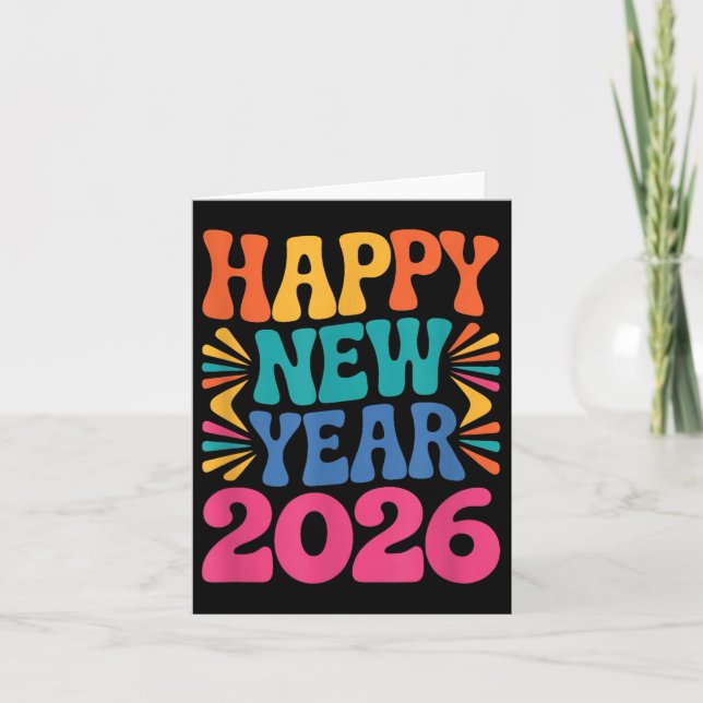 Retro Happy New Year 2026  Card (Front)