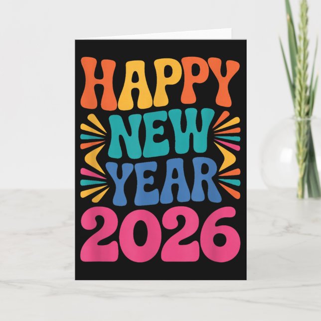 Retro Happy New Year 2026  Card (Front)