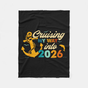 Retro Happy New Year 2026 Nye Disco Cute Bow Hipe  Fleece Blanket